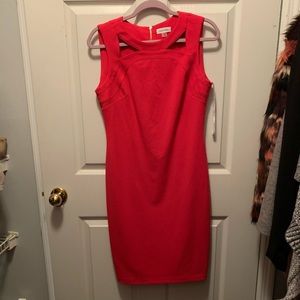 Hot Pink Calvin Klein Midi Dress w/ Gold Zipper